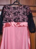 Floor length pink and black gorgette party gown