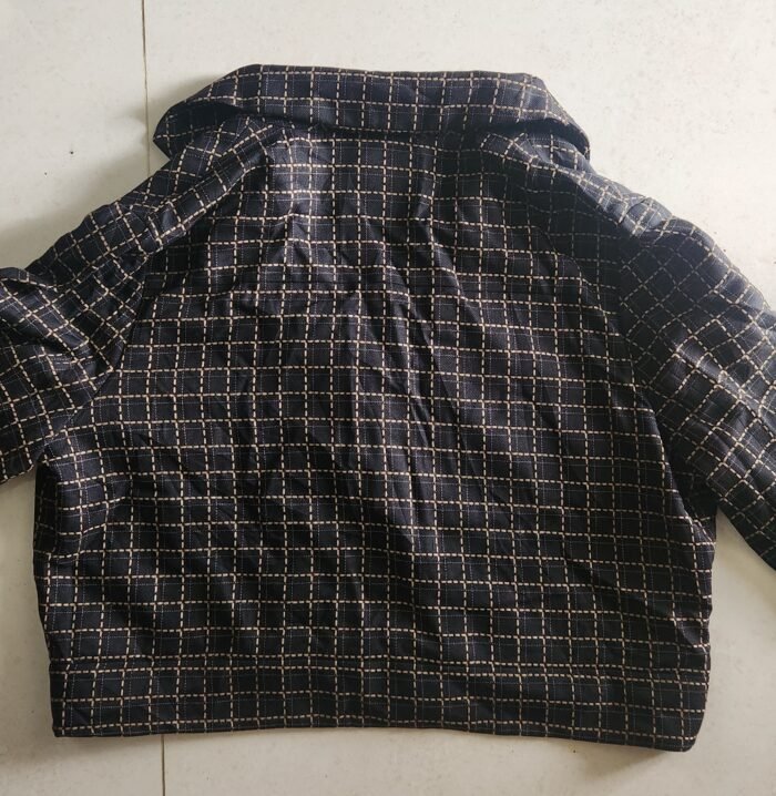 Women’s Black Checkered Cropped Blazer - Image 3