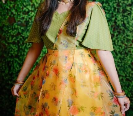 Lehenga and blouse with orna