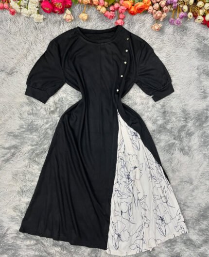 Plus sized Black puff sleeved maxi dress