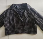 Women’s Black Checkered Cropped Blazer
