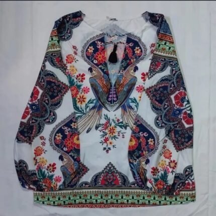 colourful parrot printed top
