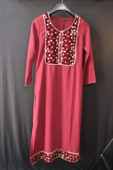 Maroon Embroidered Kurti