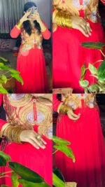 Vibrant Coral Red Anarkali🧡 - Image 2