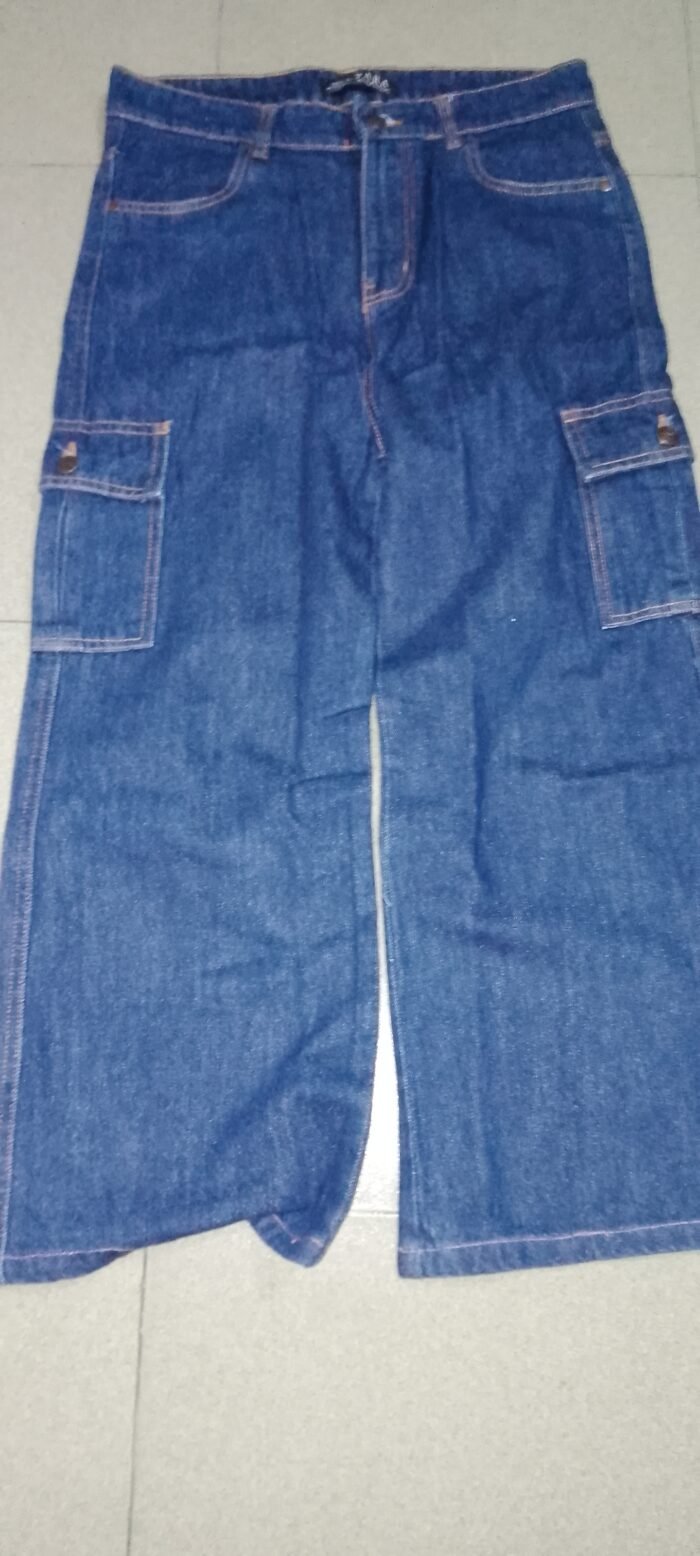 Dark denim cargo jeans - Image 2