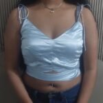 Light blue criss cross top