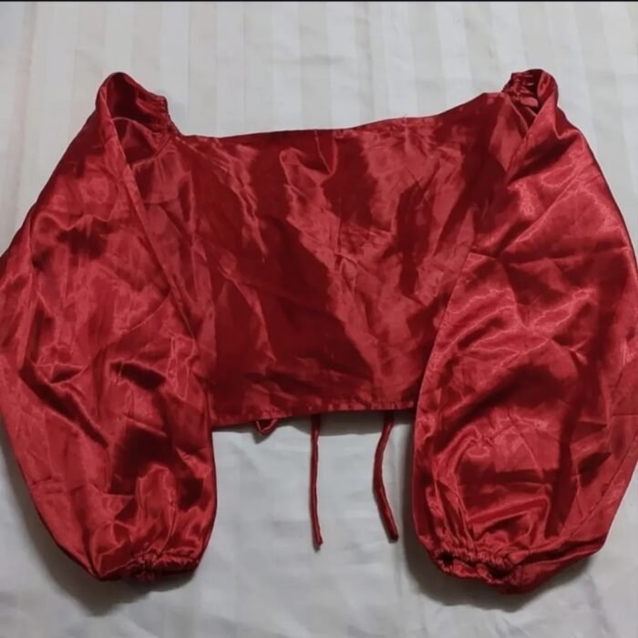 red satin criss cross top - Image 5