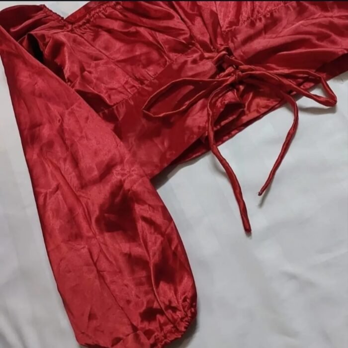 red satin criss cross top - Image 3