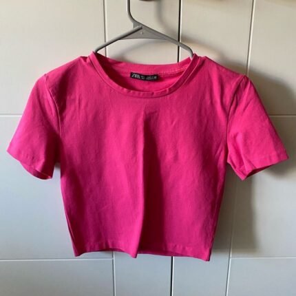 zara hot pink crop top (L)